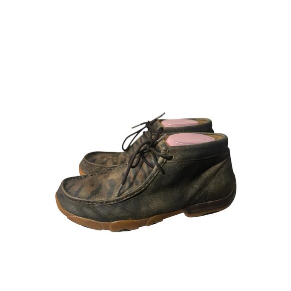 Twisted X Men 9 M Chukka Driving Moccasin Tan Bomber Cheetah Print Pre Owned - Picture 1 of 8